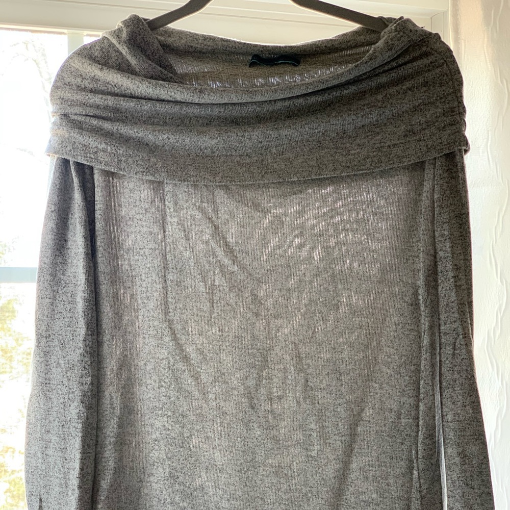 Never worn, off the shoulder; gray sweater